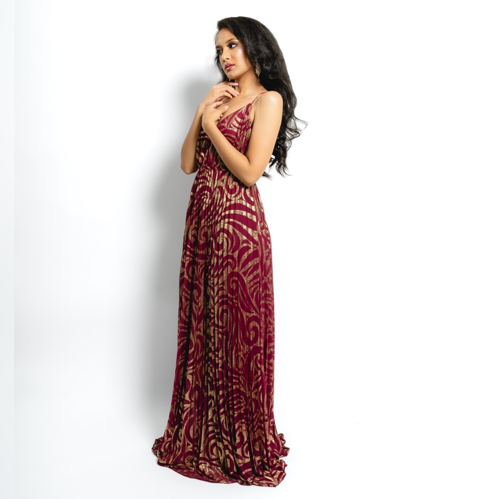 Magenta and gold gown